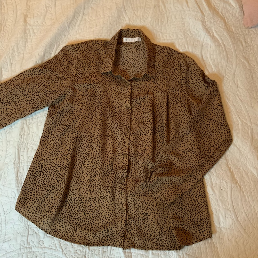 Leopard print button up blouse